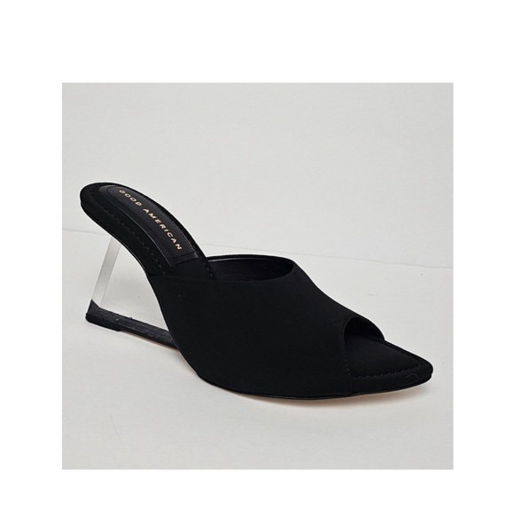 Good American Clear Lucite Wedge Neoprene Black Sandal 9.5 - Picture 1 of 7